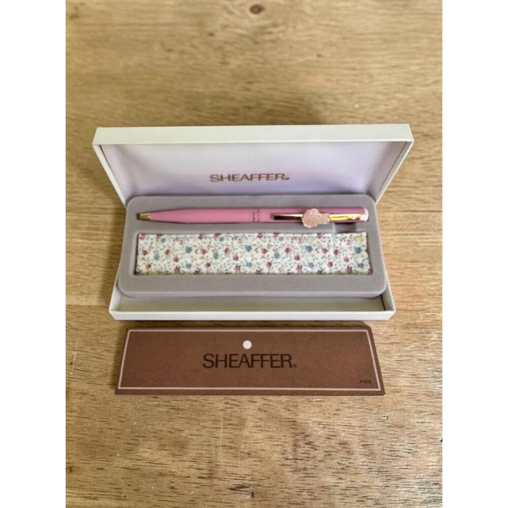 Vintage Sheaffer Precious Moments Collectors Club Pink Ballpoint Pen & Pouch Set